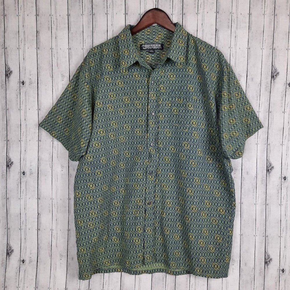 Vintage Address Unknown Button Shirt Men's XL Green & Yellow Geometric
